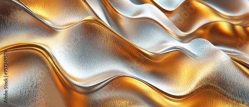 A gold and silver wave with a shiny texture