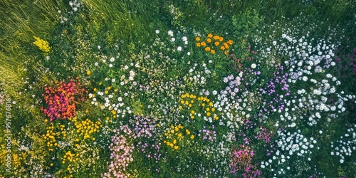 Aerial view wildflower meadow image