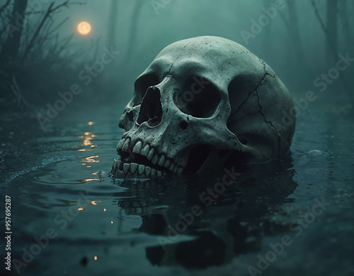 Skull Emerging from Water