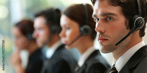 A manager supervising a customer service team, providing solutions and handling inquiries with professionalism