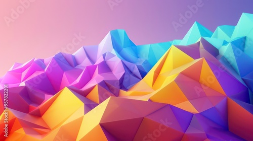 Geometric pattern featuring triangles in a vibrant vector design, perfect for modern wallpaper with colorful, light textures and artistic polygon elements.