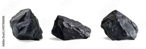 Black Obsidian Rock on a Transparent Background