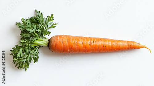 Fresh, vibrant carrot with leafy greens, perfect for healthy eating and culinary use. Ideal for cooking or garnishing dishes.