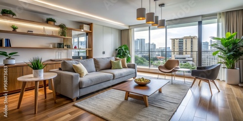 Sleek São Paulo apartment combines minimalist furniture with abundant natural light to create a calm and serene space.