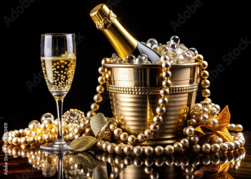 luxurious elegant pouring champagne bucket diamonds jewelry luxurious lifestyle wealth opulence sophistication glamour luxurious decadent rich vibrant gold metallic