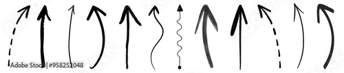 Hand drawn arrow doodle png cut out element set