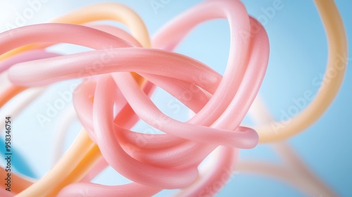 Close-up of a flexible rubber band twisted into various shapes, representing adaptability and resilience.