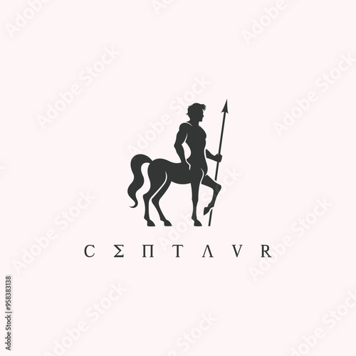 centaur logo holding spear vector illustration design