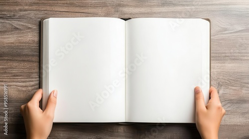 Person opening a book with blank pages, ready to write a new story