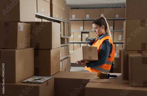 Warehouse stocker scanning a barcode on a box