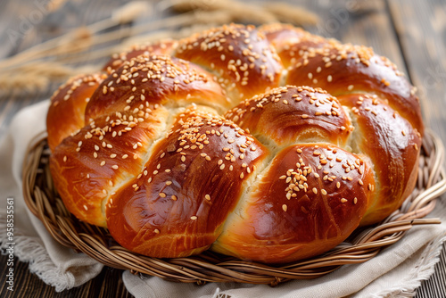 Rosh hashanah challal. Shabbat bread. Jewish dessert. Round challah.