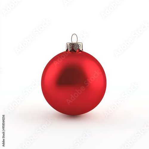 A red ornament with a Christmas ball and New Year's Eve bauble decoration