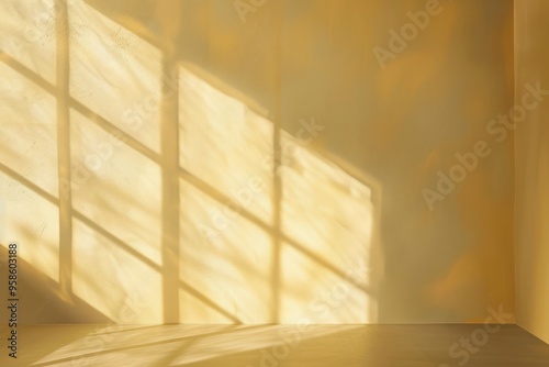 reddish yellow soft brown room corner and sunlight shining down from the window abstract minimal