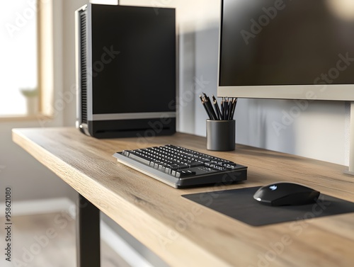 Minimalist Workspace with Desktop Computer