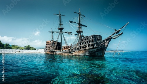 Barco pirata fondo del mar arrecife