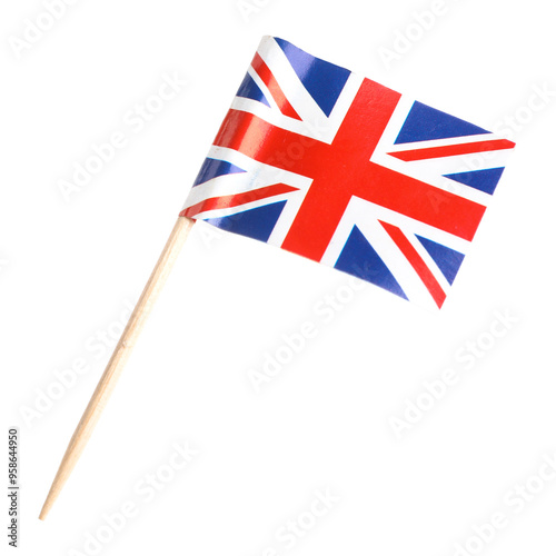 Small paper flag of United Kingdom isolated on white