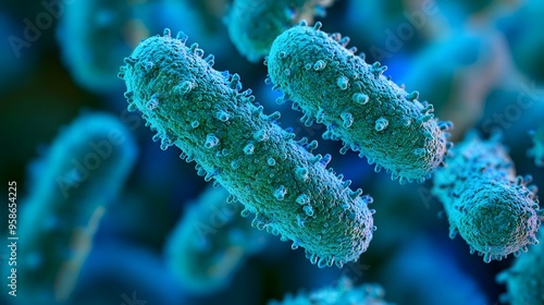 A highly detailed and realistic close-up of this bacteria: **Legionella pneumophila** - Causes Legionnaires' disease, a severe form of pneumonia.