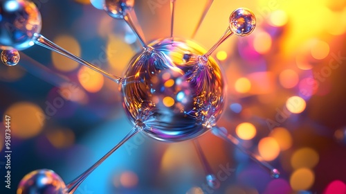 85. Stylized close-up of a mineral molecule with radiant, pulsating atomic interactions