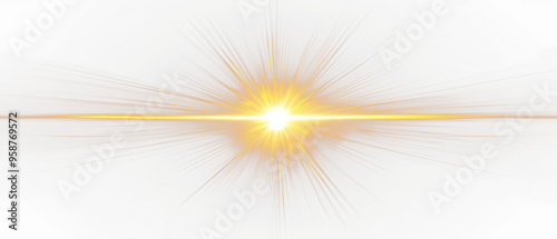 Stunning light burst with radiant golden rays illuminating the darkness, perfect for backgrounds and creative designs, cutout, png, horizontal