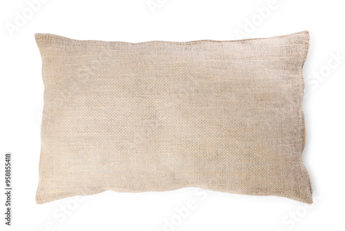 One burlap sack isolated on white, top view