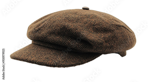 Stylish CGI Newsboy Hat on White Background