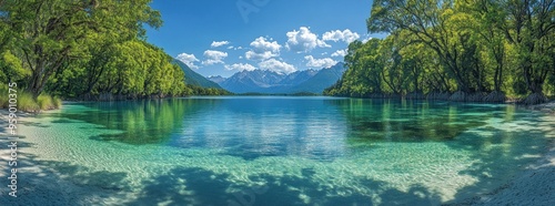 Tranquil Lake with Mountain Views