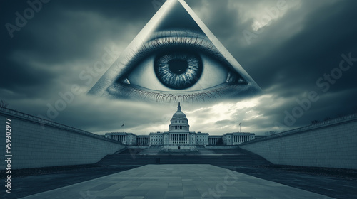 Big brother eye watching united states capitol conspiracy theory