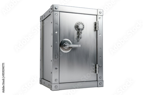 Metallic safe with combination lock Door Representing Security Protection isolated on transparent white background, clipping path