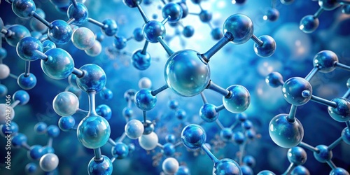 Close up rendering of ozone and oxygen molecules viewed under a microscope, ozone, oxygen, molecules, microscopic