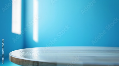 Loft style table on blue background