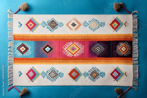 Sadu Pattern A traditional Bedouin weaving pattern characterized by geometric designs and vibrant colors.,