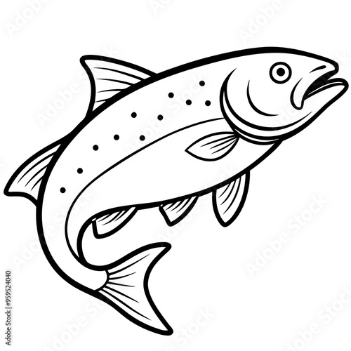 Trout fish line art