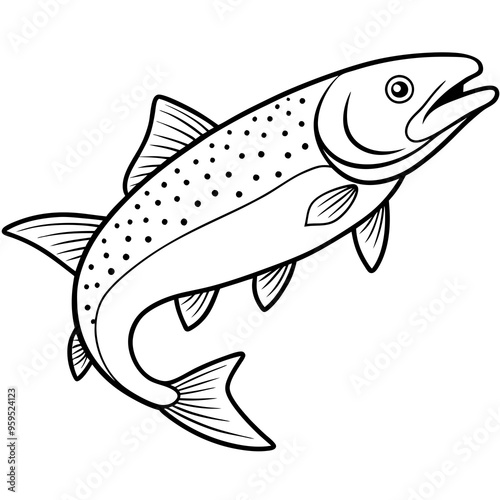 Trout fish line art