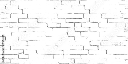 Vector black and white grunge brick wall Transparent background 