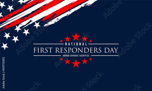 national first responders day greeting design with american flag background vector illustration 