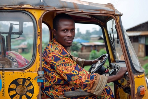 African transport. Taxi driver Africa.