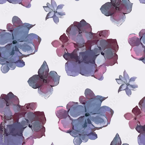 Seamless vector pattern of elegant purple violets