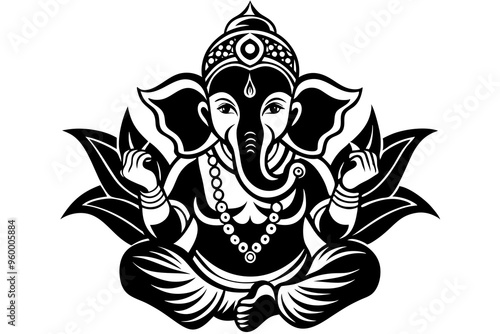 Shree Ganesha Vector Art work for Hindu wedding cards, Text Translation - Shree Ganeshay Namah