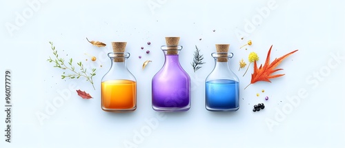 Witch s potion flat design top view magic Halloween theme water color Triadic Color Scheme.,