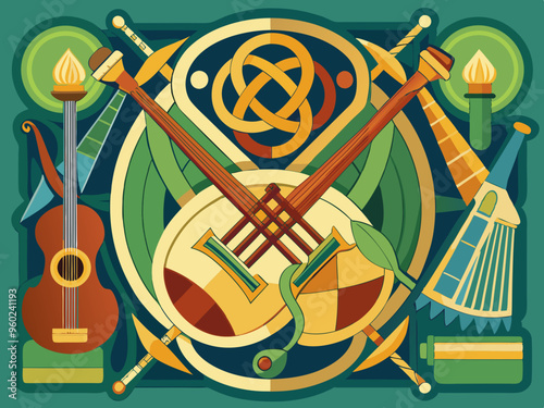 Poster or flyer design with Celtic instruments.