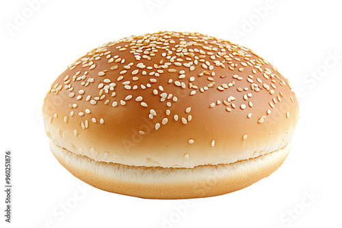 Burger bun with sesame seeds isolated on a transparent background