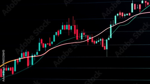 A daily stock chart showing a death cross, where the 50-day moving average falls below the 200-day moving average