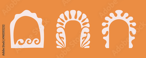 Vector illustration in simple linear style - design templates - hippie style - frames and prints with copy space for text