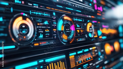 A visual representation of power system reliability metrics on a digital dashboard,