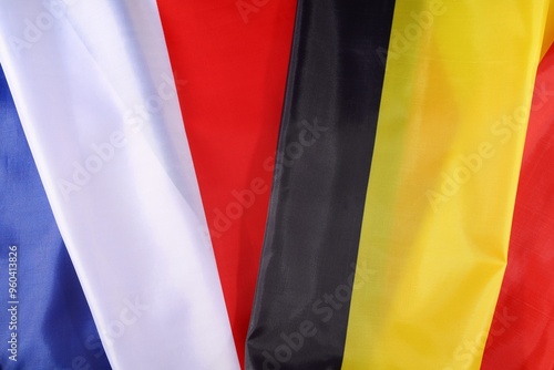 Flags of France, Germany, and Belgium displayed together