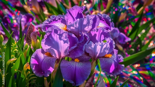 Stunning shot of purple iris flowers