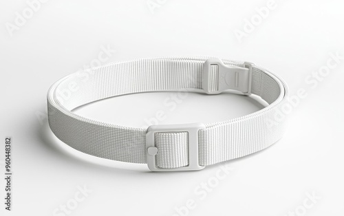 Hyber realistic photo of Blank white dog collar with plastic buckle mockup, side view , copy space for text,