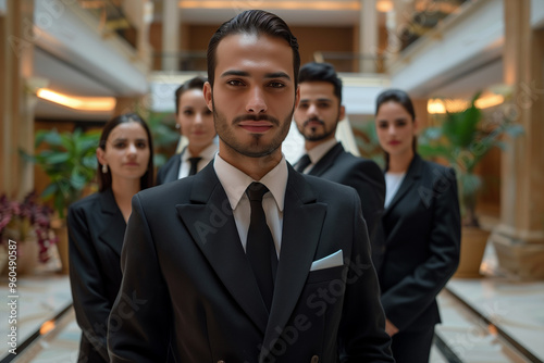 Photography of Algeria team of professional workers in a modern hotel