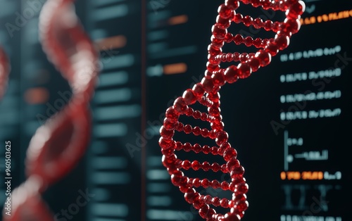 3D visualization of DNA structures on digital screens in a modern biotech research facility