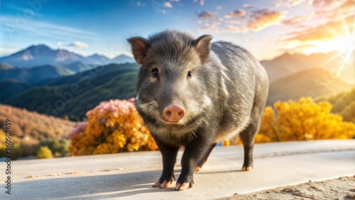 a peccary with beautiful natural background